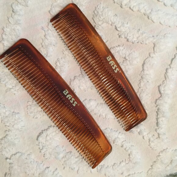 Vtg Bass Tortoise Shell Tone Hair Combs  Salon Barber The Hair Doc 7" Lot of 3 - Picture 6 of 7